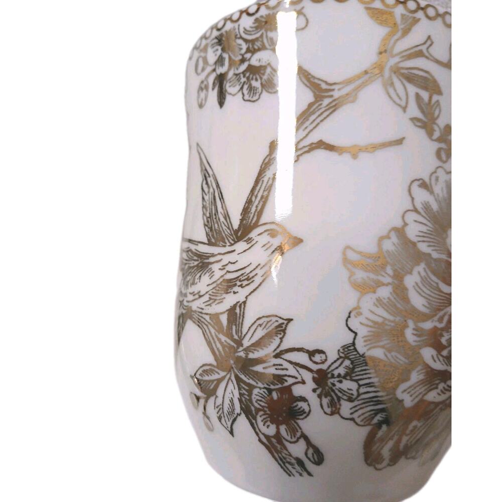 222 Fifth ADELAIDE Gold Gilded Mug 12oz Coffee Tea Latte Cup French Bird Floral - Picture 4 of 13